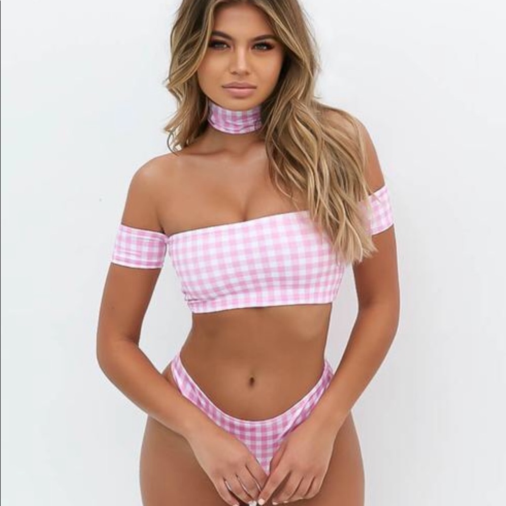 Pink checkered bikini